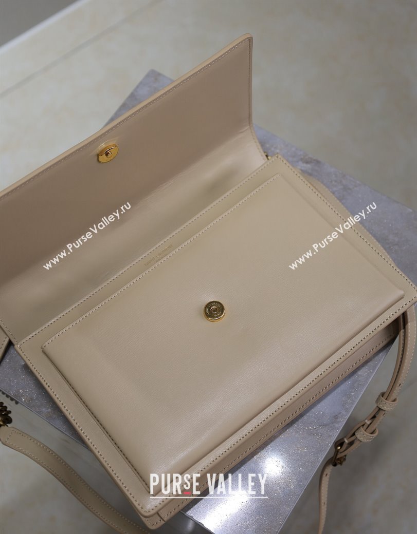 Saint Laurent Medium Sunset Top Handle Bag in Smooth Leather 634723 Beige/Gold 2024 (YY-241218007)