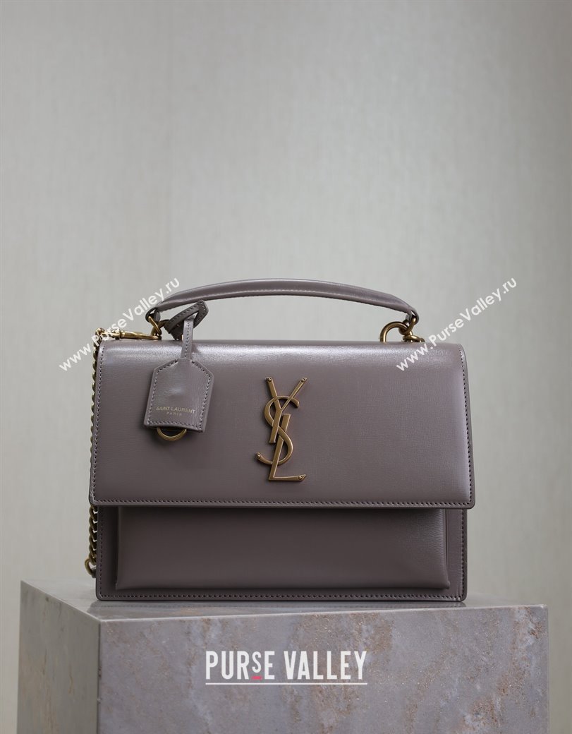 Saint Laurent Medium Sunset Top Handle Bag in Smooth Leather 634723 Grey 2024 (YY-241218008)