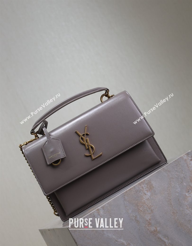 Saint Laurent Medium Sunset Top Handle Bag in Smooth Leather 634723 Grey 2024 (YY-241218008)