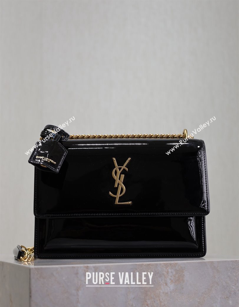 Saint Laurent Sunset Medium Bag in Patent Leather 442906 Black 2024 (YY-241217120)