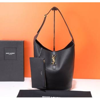 Saint Laurent LE 5 À 7 Hobo Bag in Grained Leather 793088 Black/Gold 2024 (YY-241218010)