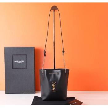 Saint Laurent Pochon Bucket Bag in Lambskin Black/Gold 2024 801070 (YY-241218011)