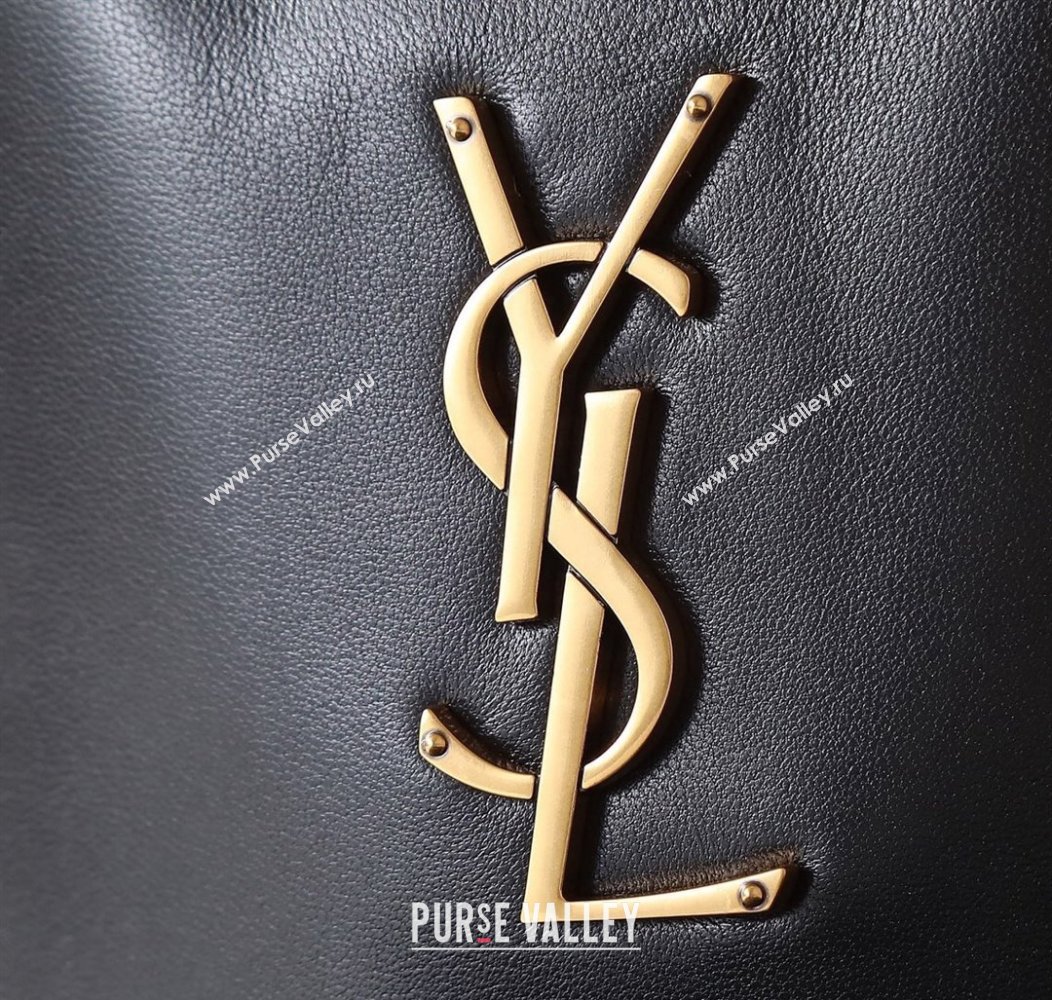 Saint Laurent Pochon Bucket Bag in Lambskin Black/Gold 2024 801070 (YY-241218011)