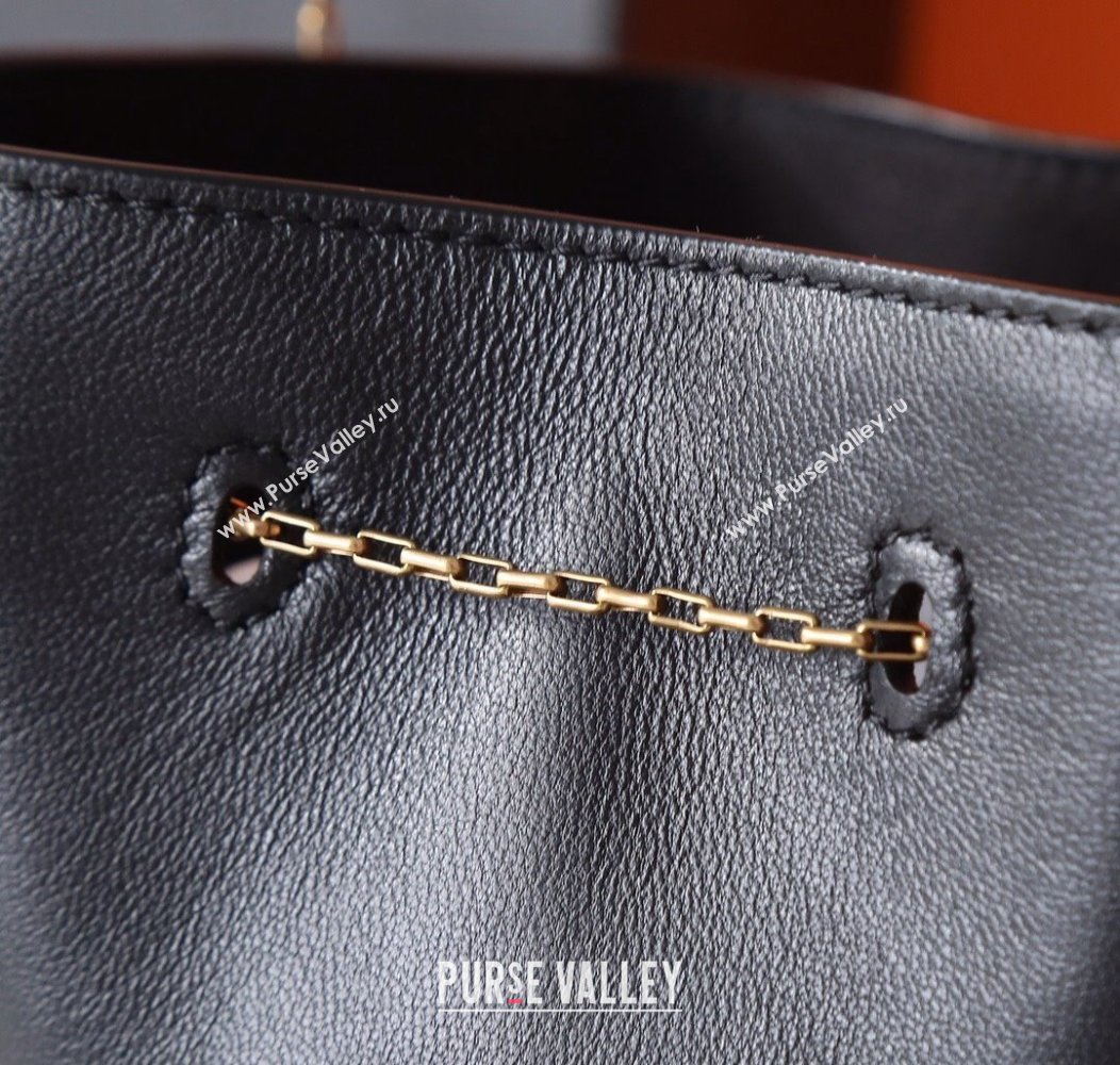 Saint Laurent Pochon Bucket Bag in Lambskin Black/Gold 2024 801070 (YY-241218011)