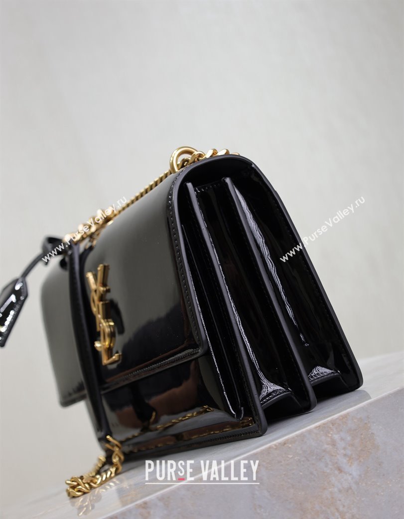 Saint Laurent Sunset Medium Bag in Patent Leather 442906 Black 2024 (YY-241217120)