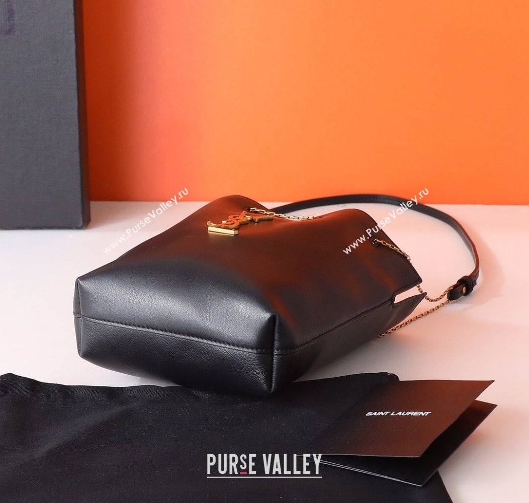 Saint Laurent Pochon Bucket Bag in Lambskin Black/Gold 2024 801070 (YY-241218011)