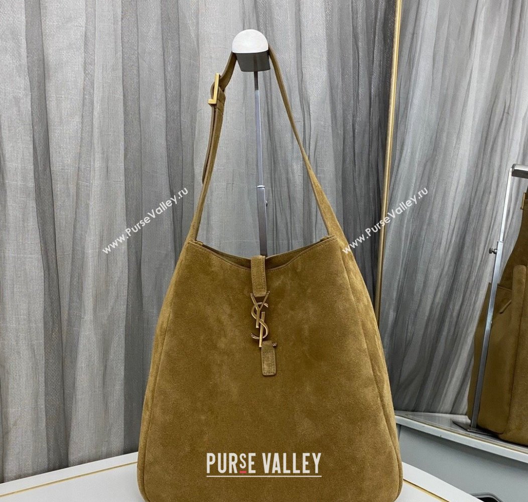 Saint Laurent LE 5 À 7 Supple Large Bucket Bag in Suede 753837 Barley Green 2024 (YY-241217099)