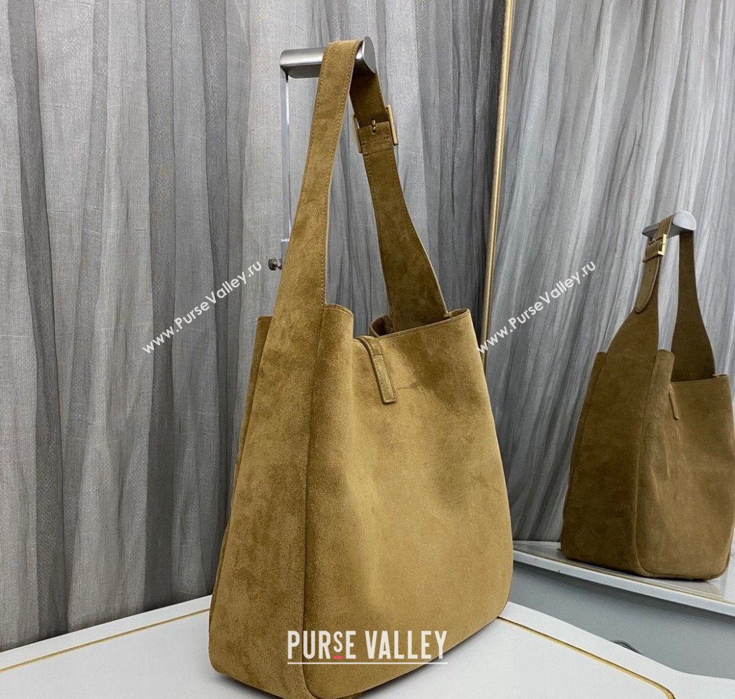 Saint Laurent LE 5 À 7 Supple Large Bucket Bag in Suede 753837 Barley Green 2024 (YY-241217099)