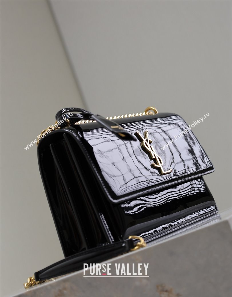 Saint Laurent Sunset Medium Bag in Patent Leather 442906 Black 2024 (YY-241217120)