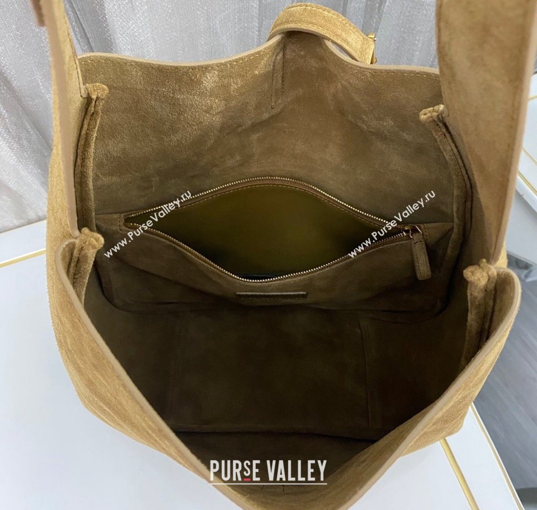 Saint Laurent LE 5 À 7 Supple Large Bucket Bag in Suede 753837 Barley Green 2024 (YY-241217099)