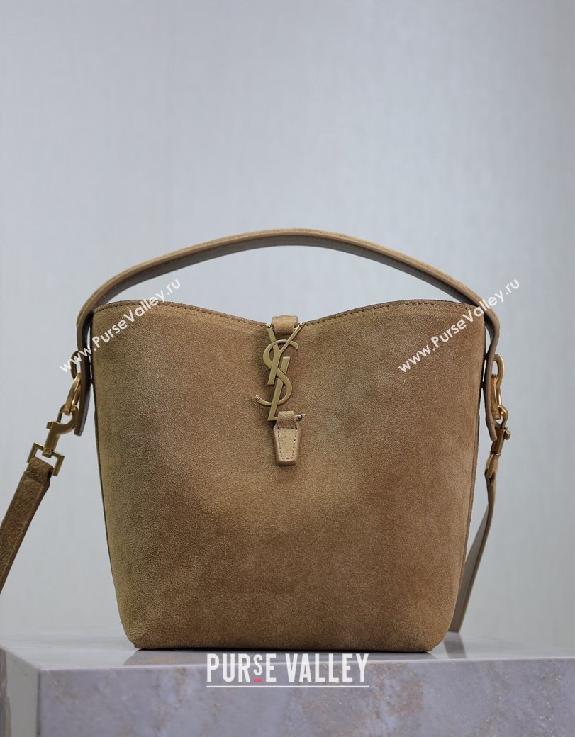 Saint Laurent Le 37 Small Bucket bag in Suede Dark Beige 749036 2024 (YY-241218032)