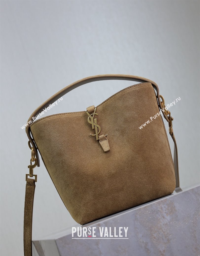 Saint Laurent Le 37 Small Bucket bag in Suede Dark Beige 749036 2024 (YY-241218032)