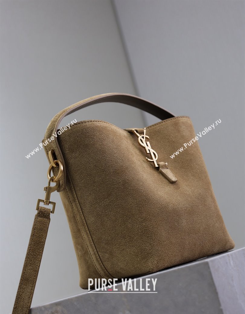 Saint Laurent Le 37 Small Bucket bag in Suede Dark Beige 749036 2024 (YY-241218032)