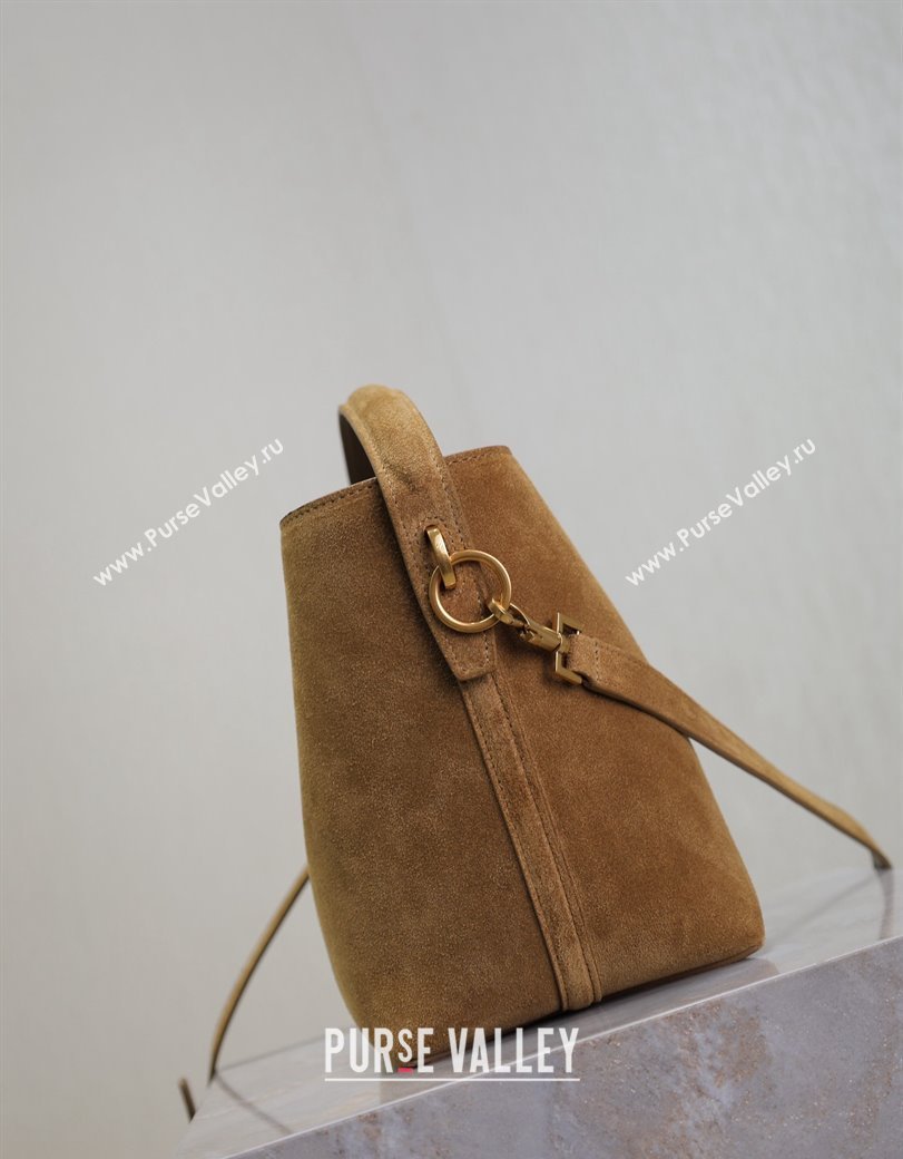 Saint Laurent Le 37 Small Bucket bag in Suede Dark Beige 749036 2024 (YY-241218032)