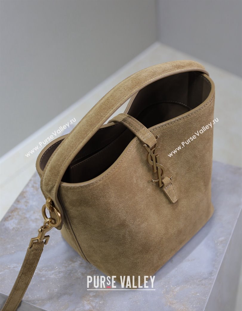 Saint Laurent Le 37 Small Bucket bag in Suede Dark Beige 749036 2024 (YY-241218032)