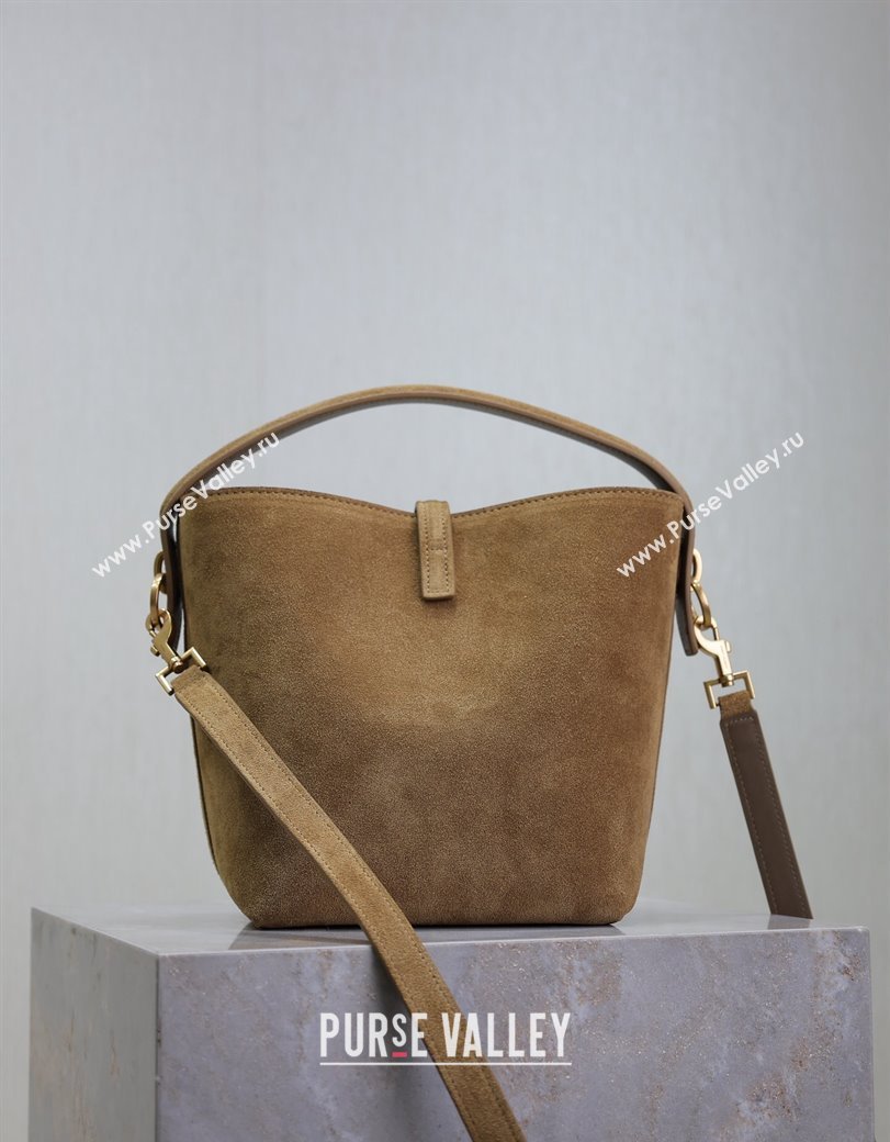 Saint Laurent Le 37 Small Bucket bag in Suede Dark Beige 749036 2024 (YY-241218032)