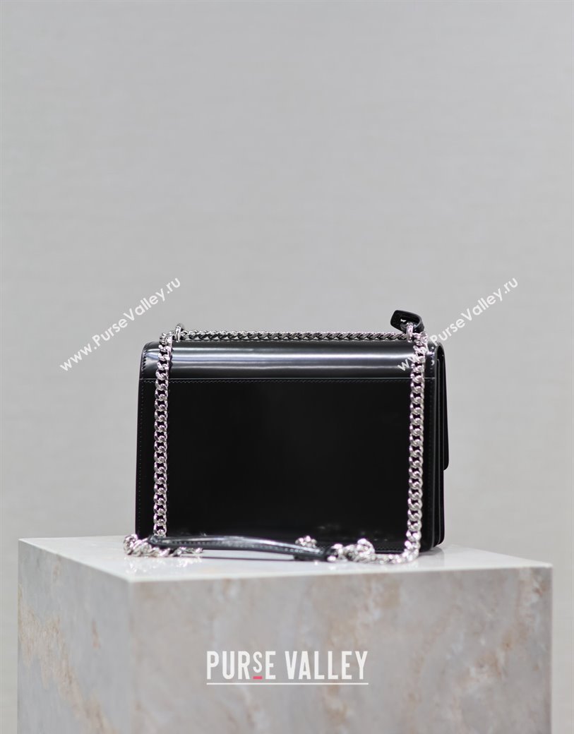 Saint Laurent Sunset Medium Bag in Pearly Leather 442906 Black 2024 (YY-241217121)