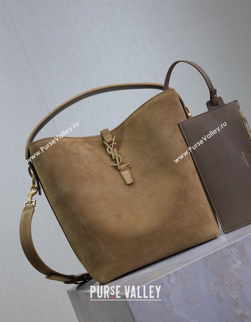 Saint Laurent LE 37 Bucket Bag in Suede Dark Beige 742828 2024 (YY-241218048)