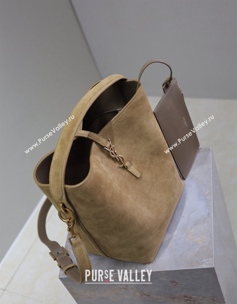 Saint Laurent LE 37 Bucket Bag in Suede Dark Beige 742828 2024 (YY-241218048)