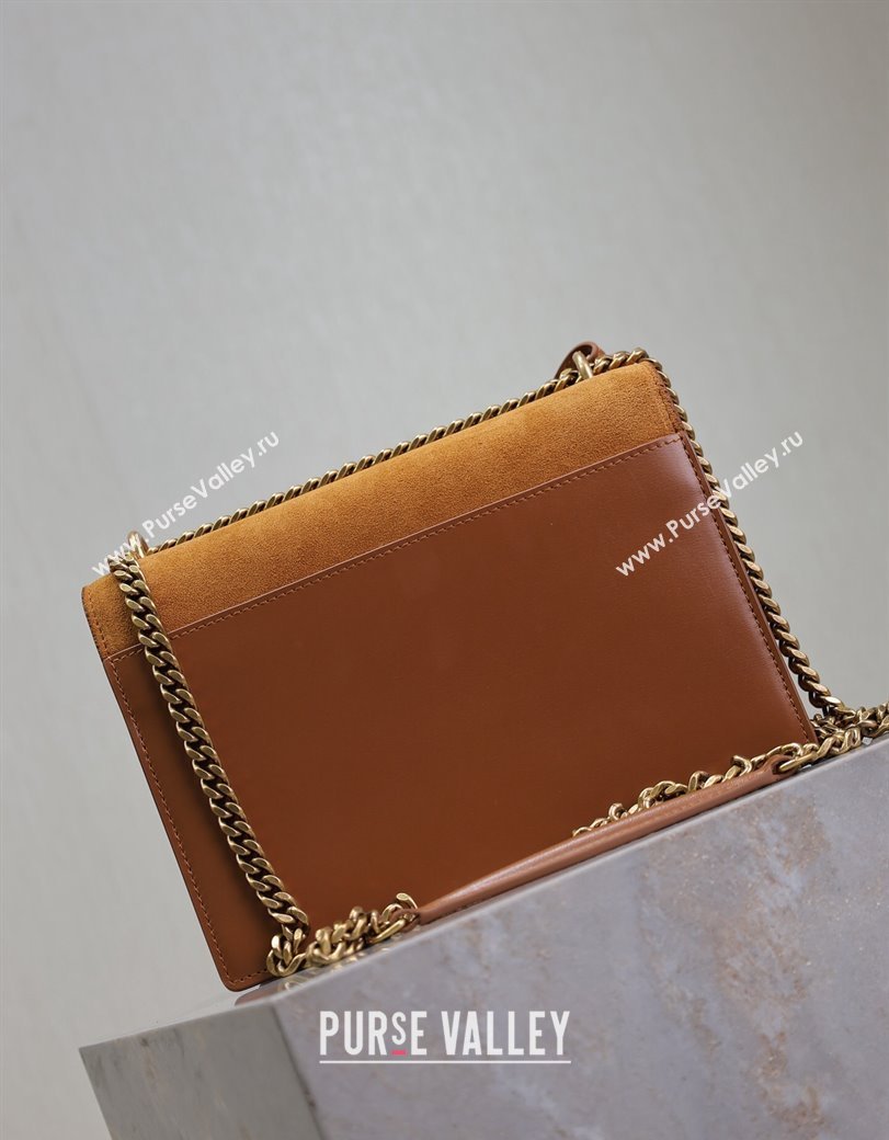 Saint Laurent Sunset Medium Bag in Suede and Leather 442906 Clay Brown 2024 (YY-241217123)