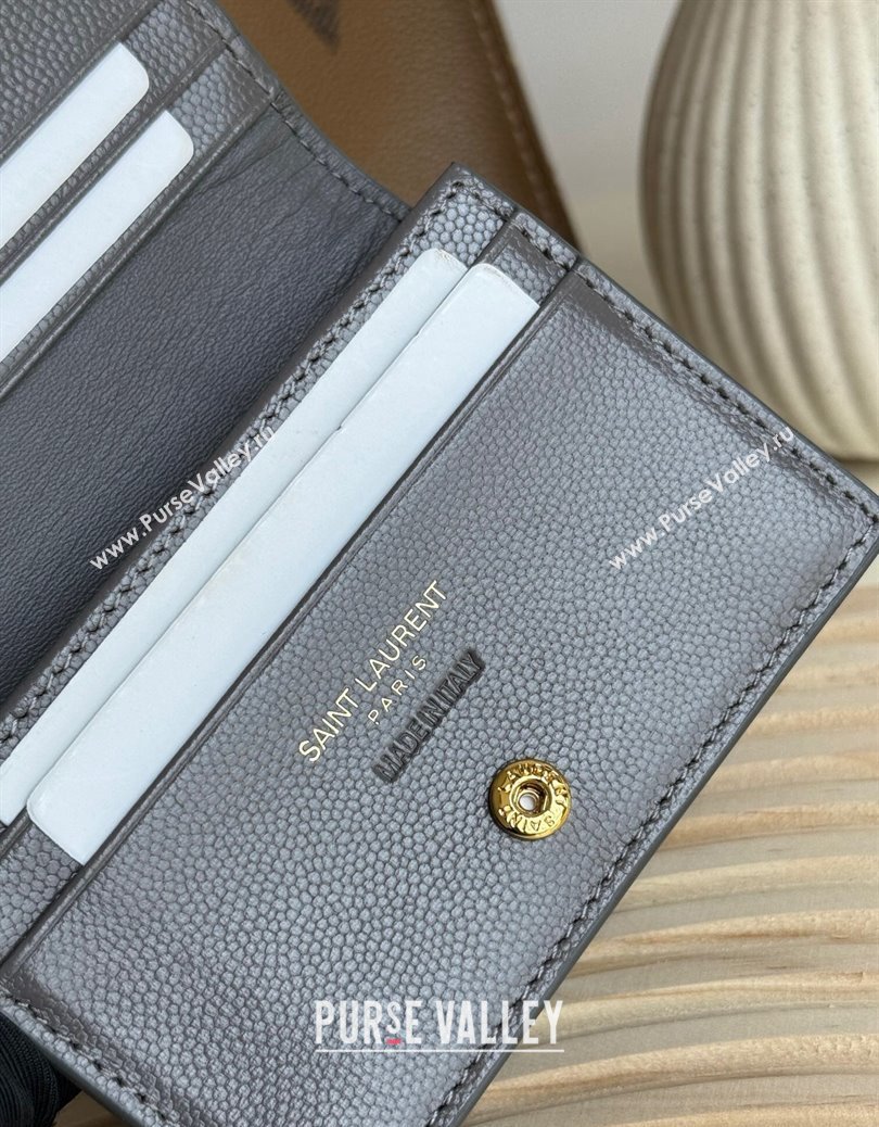 Saint Laurent Cassandre Matelasse Flap Card Case Wallet in Grained Leather 530841 Grey 2024 (YY-241218075)