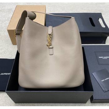 Saint Laurent LE 5 À 7 Supple Large Bucket Bag in Smooth Leather 753837 Light Grey 2024 (YY-241217093)