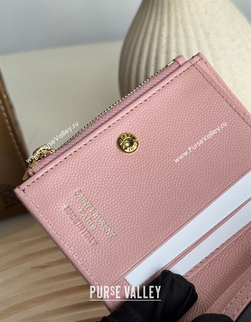 Saint Laurent Fold Wallet in Grained Leather 517045 Light Pink 2024 (YY-241218087)