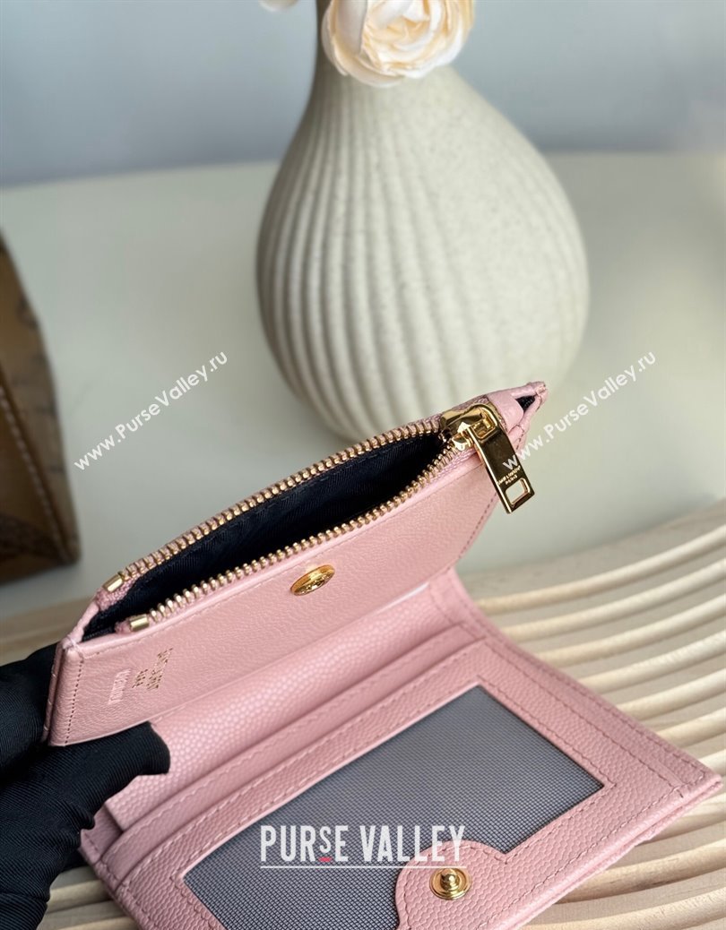 Saint Laurent Fold Wallet in Grained Leather 517045 Light Pink 2024 (YY-241218087)