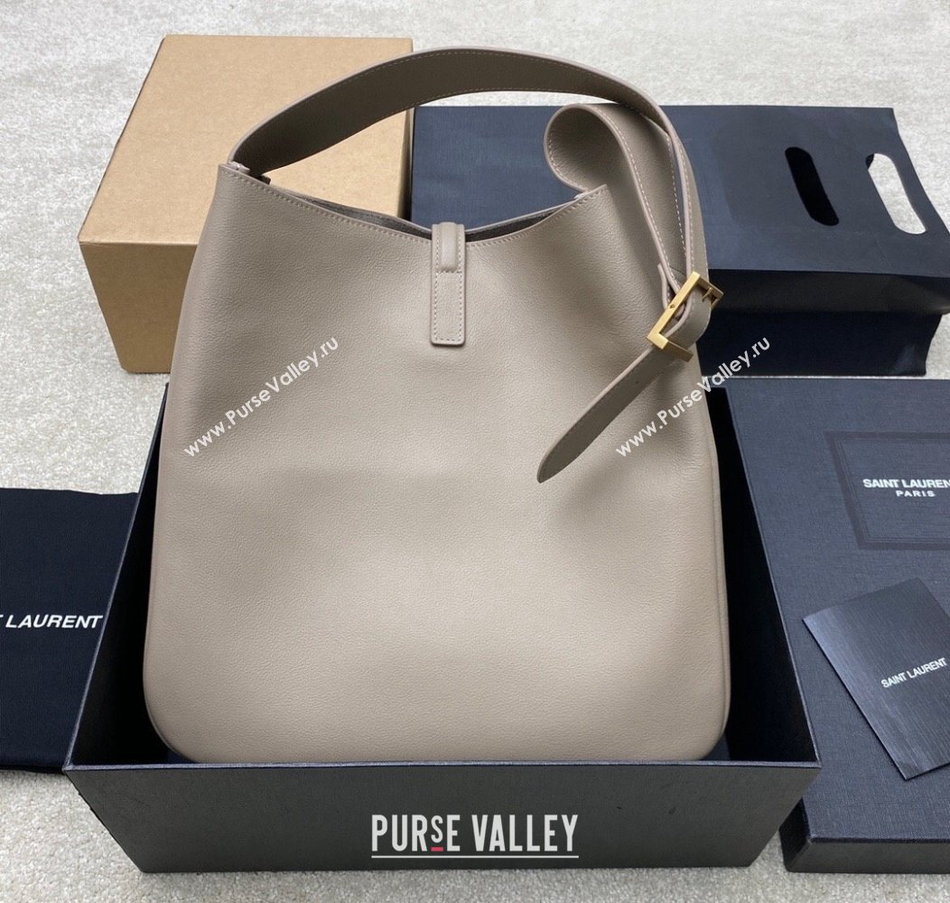 Saint Laurent LE 5 À 7 Supple Large Bucket Bag in Smooth Leather 753837 Light Grey 2024 (YY-241217093)