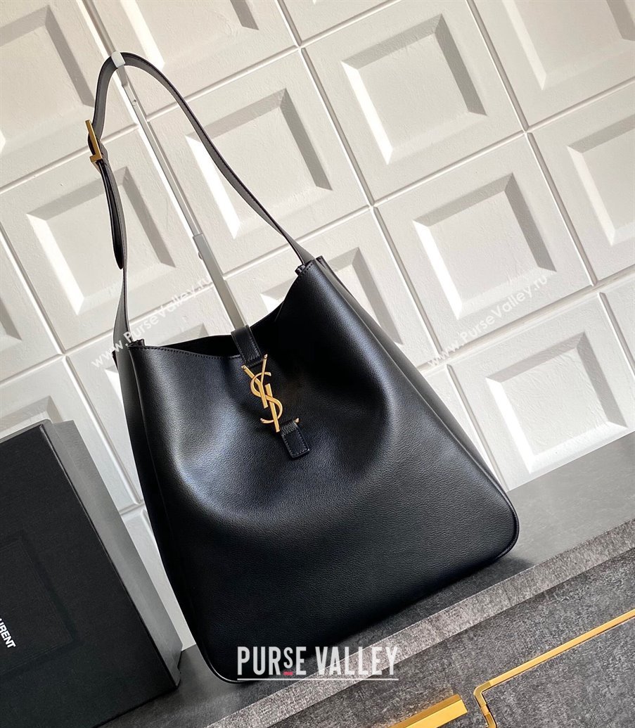 Saint Laurent LE 5 À 7 Supple Large Bucket Bag in Smooth Leather 753837 Black 2024 (YY-241217104)