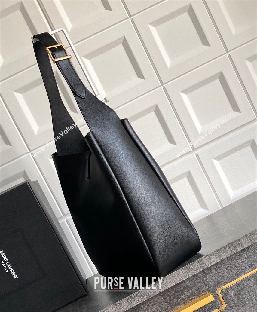 Saint Laurent LE 5 À 7 Supple Large Bucket Bag in Smooth Leather 753837 Black 2024 (YY-241217104)