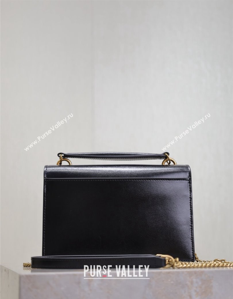 Saint Laurent Sunset Chain Wallet in Smooth Leather 533026 Black/Gold 2024 (YY-241218157)