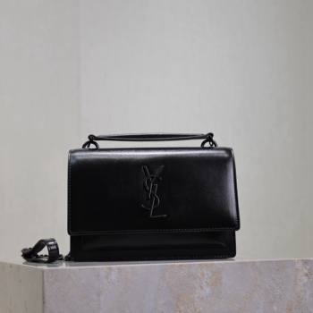 Saint Laurent Sunset Chain Wallet in Smooth Leather 533026 All Black 2024 (YY-241218158)