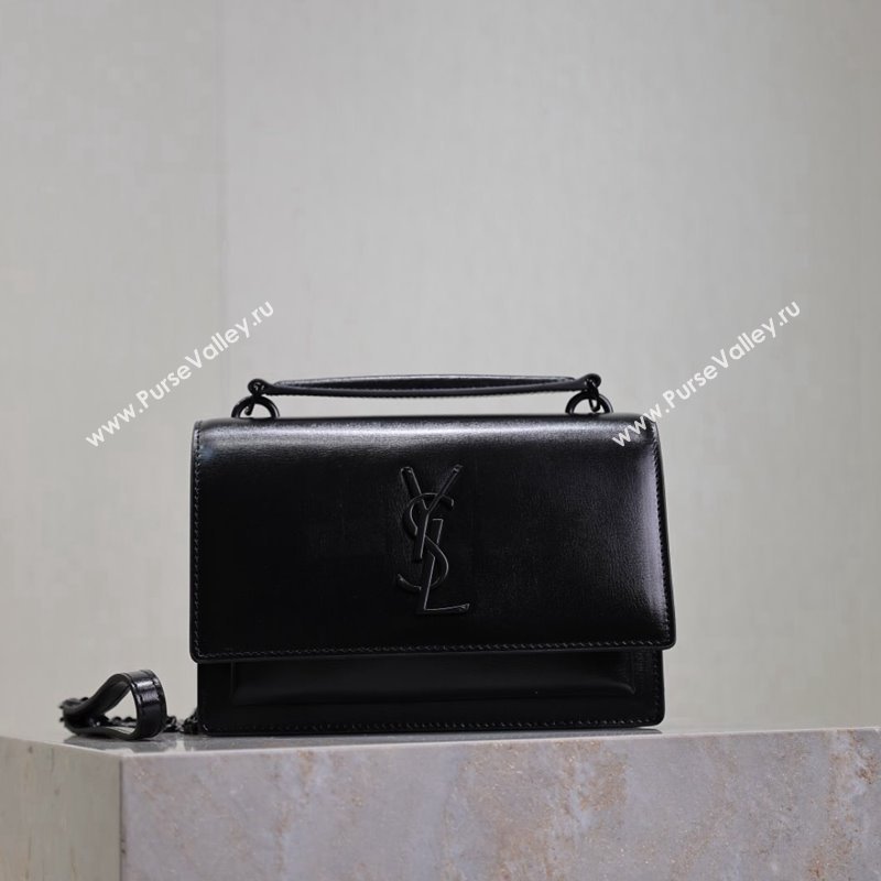 Saint Laurent Sunset Chain Wallet in Smooth Leather 533026 All Black 2024 (YY-241218158)