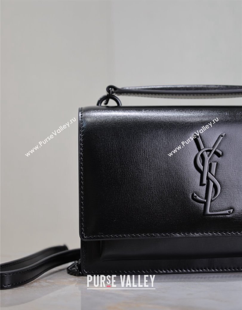 Saint Laurent Sunset Chain Wallet in Smooth Leather 533026 All Black 2024 (YY-241218158)