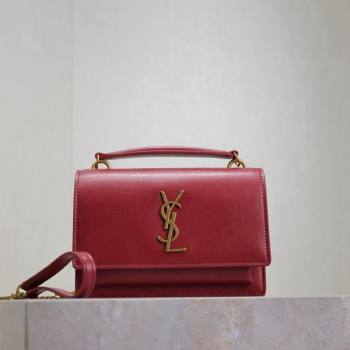 Saint Laurent Sunset Chain Wallet in Smooth Leather 533026 Red 2024 (YY-241218159)