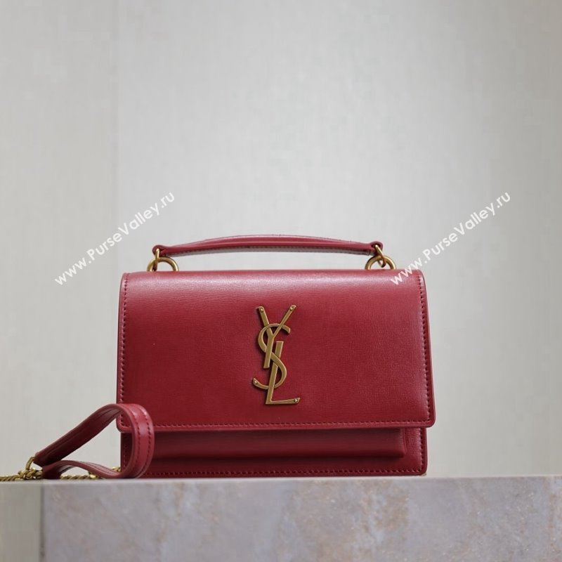 Saint Laurent Sunset Chain Wallet in Smooth Leather 533026 Red 2024 (YY-241218159)