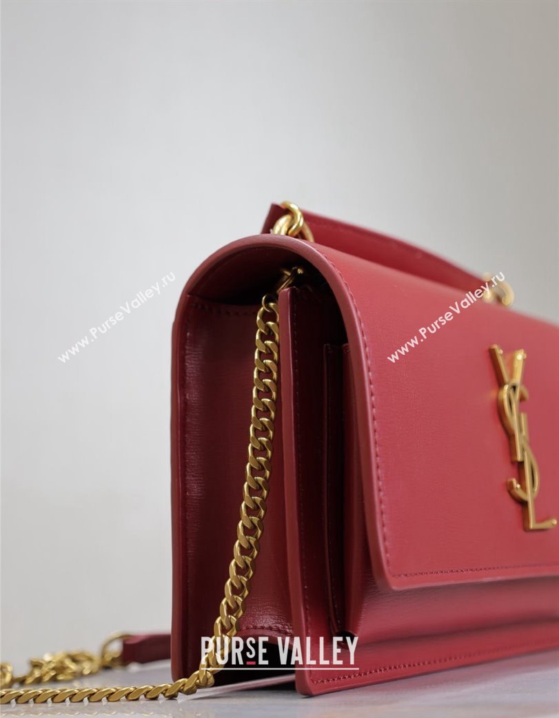 Saint Laurent Sunset Chain Wallet in Smooth Leather 533026 Red 2024 (YY-241218159)