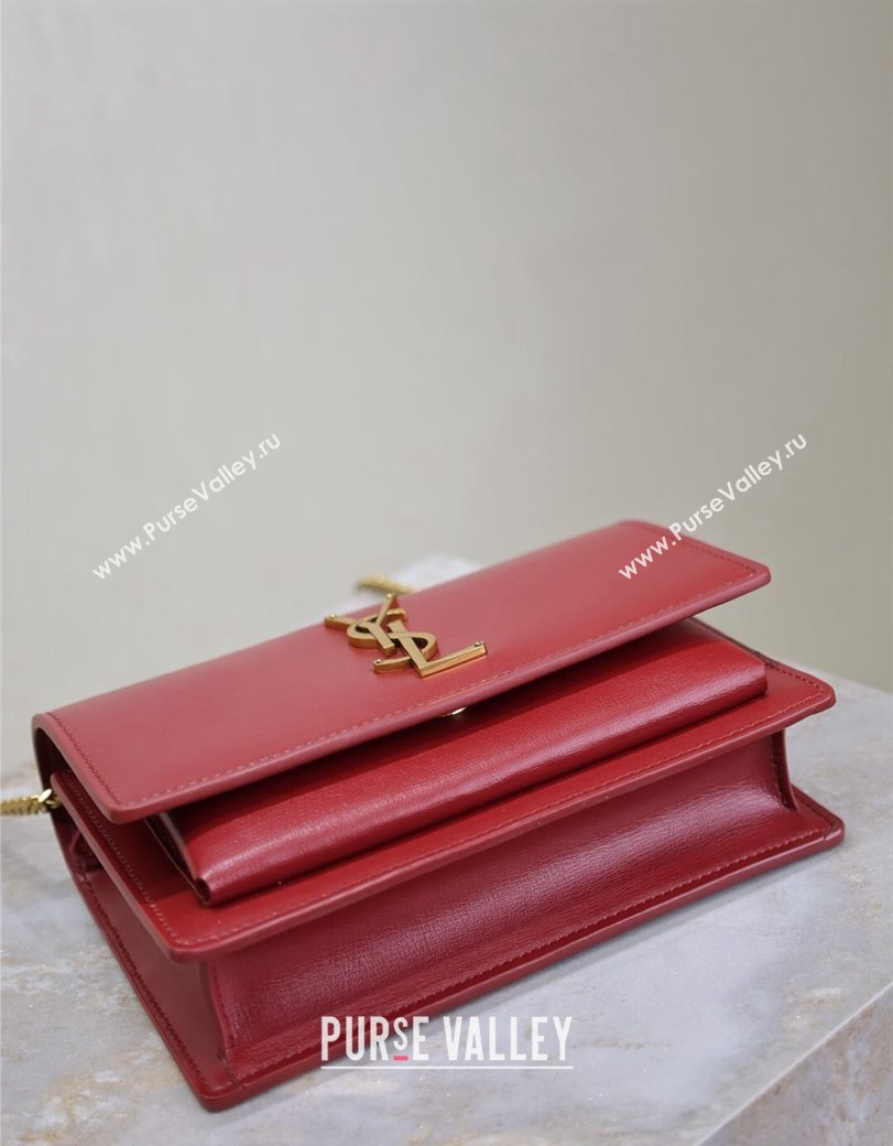 Saint Laurent Sunset Chain Wallet in Smooth Leather 533026 Red 2024 (YY-241218159)