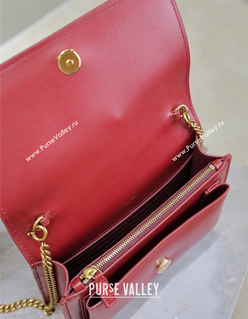 Saint Laurent Sunset Chain Wallet in Smooth Leather 533026 Red 2024 (YY-241218159)