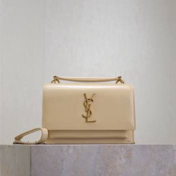 Saint Laurent Sunset Chain Wallet in Smooth Leather 533026 Beige 2024 (YY-241218161)