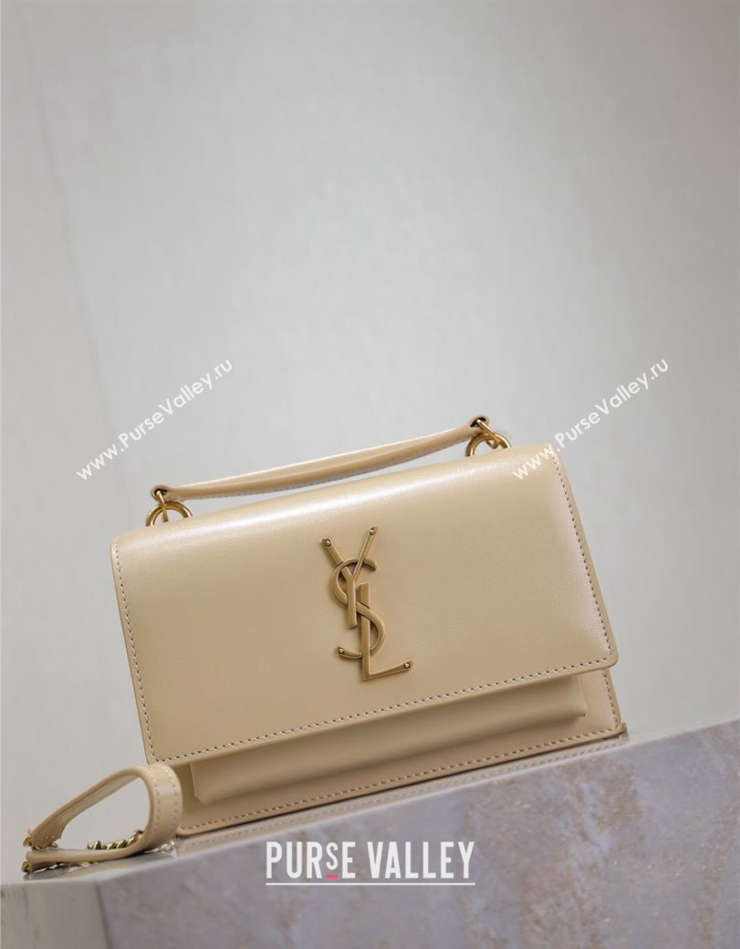 Saint Laurent Sunset Chain Wallet in Smooth Leather 533026 Beige 2024 (YY-241218161)