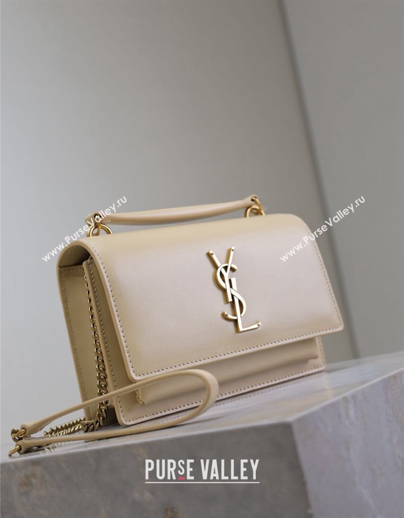 Saint Laurent Sunset Chain Wallet in Smooth Leather 533026 Beige 2024 (YY-241218161)