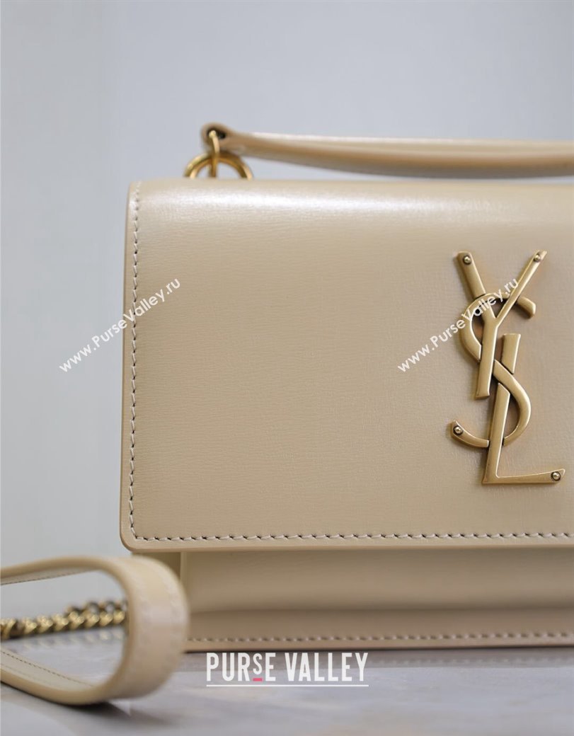 Saint Laurent Sunset Chain Wallet in Smooth Leather 533026 Beige 2024 (YY-241218161)