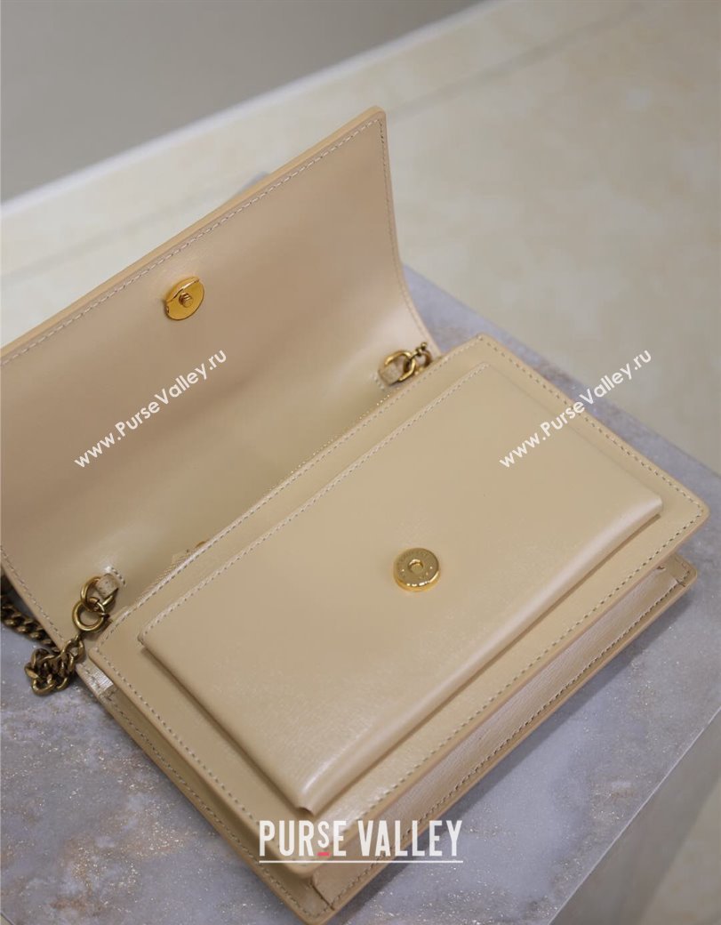 Saint Laurent Sunset Chain Wallet in Smooth Leather 533026 Beige 2024 (YY-241218161)