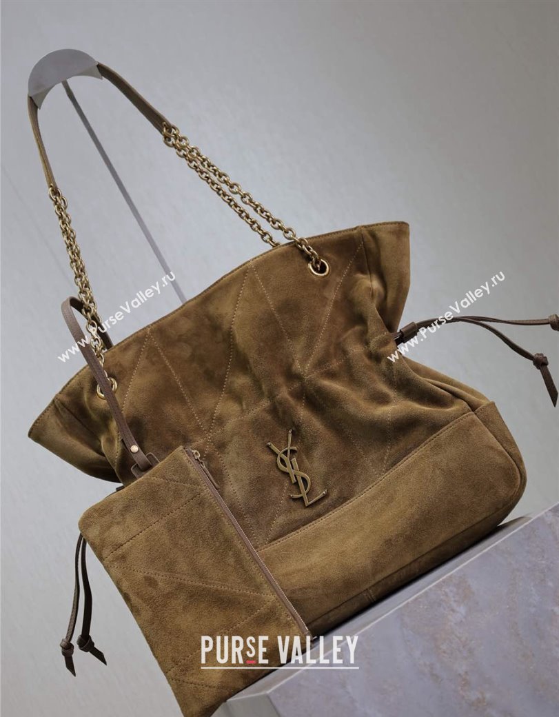 Saint Laurent Jamie 4.3 Large Pochon Tote Bag in Suede Golden Leaf 2024 809824 (YY-241218162)