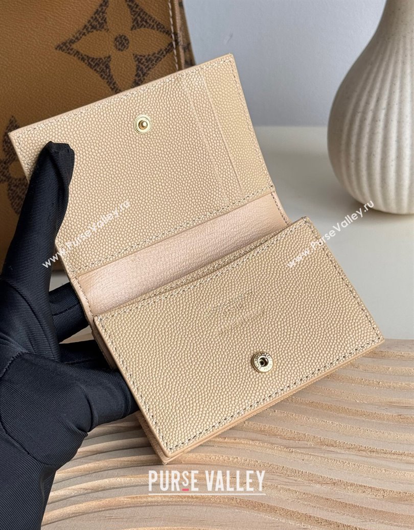 Saint Laurent Matelasse Business Card Case in Grianed Leather Beige 2024 596323 (YY-241218151)