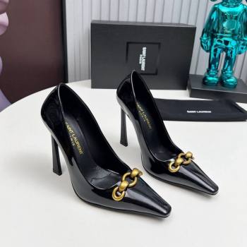 Saint Laurent Le Maillon High Heel Pumps 11cm in Patent Leather Black 2024 1226 (MD-241226082)