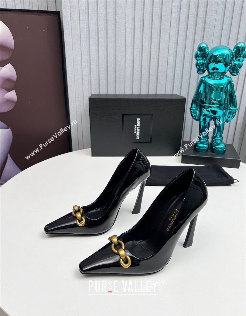 Saint Laurent Le Maillon High Heel Pumps 11cm in Patent Leather Black 2024 1226 (MD-241226082)