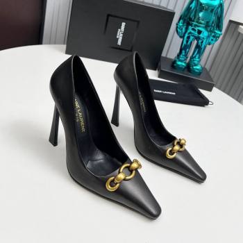 Saint Laurent Le Maillon High Heel Pumps 11cm in Calfskin Leather Black 2024 1226 (MD-241226084)